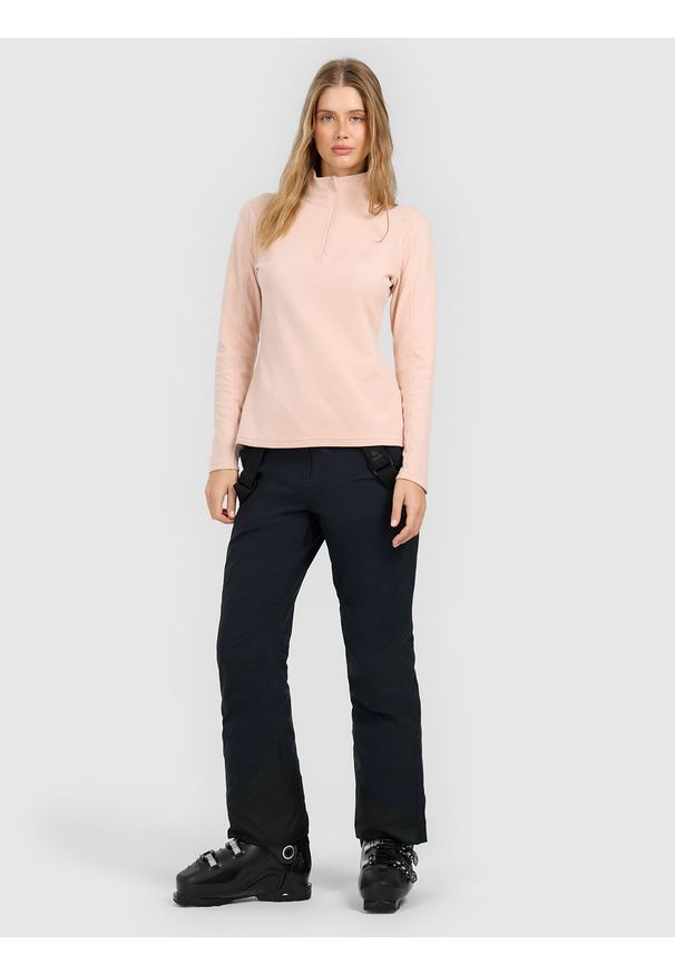 4f - 4F Bielizna termiczna polarowa (góra) damska - beżowa XL. Typ kołnierza: kołnierzyk stójkowy. Kolor: beżowy. Materiał: polar. Sezon: zima. Sport: turystyka piesza