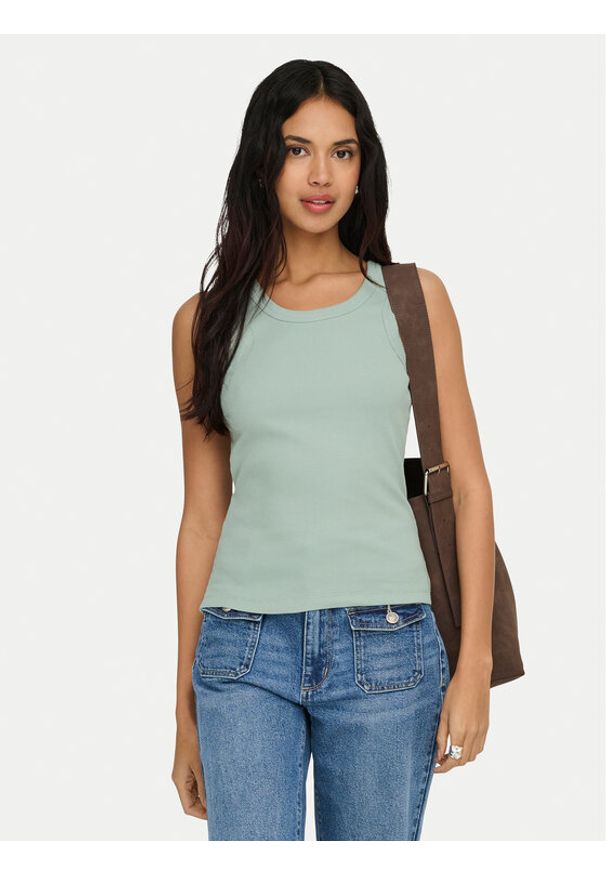 only - ONLY Top Val 2-Way 15371705 Zielony Slim Fit. Kolor: zielony. Materiał: bawełna
