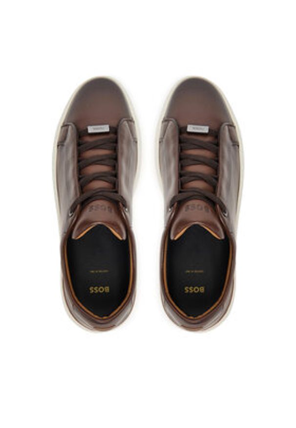 BOSS Sneakersy Gary 50546855 Brązowy. Kolor: brązowy. Materiał: skóra