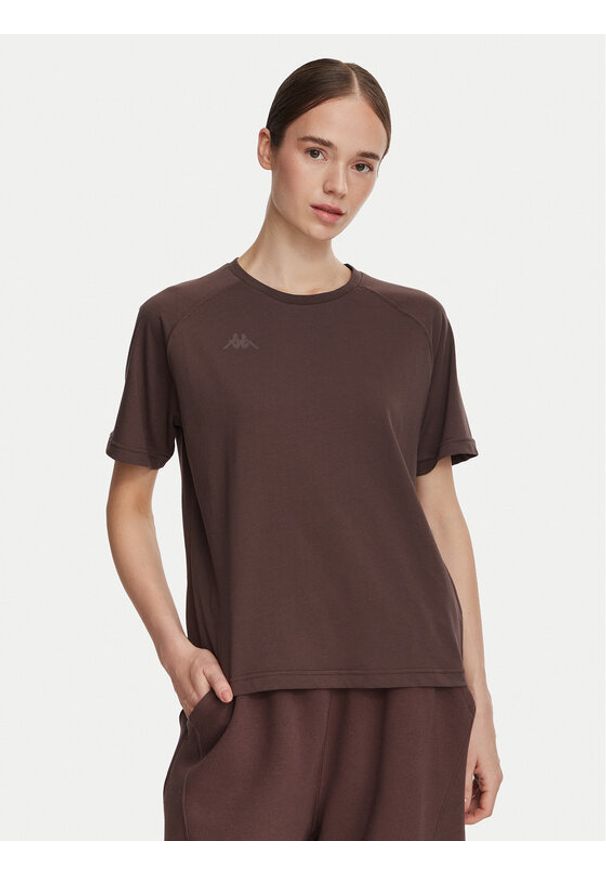 Kappa T-Shirt 34258QW Brązowy Regular Fit. Kolor: brązowy. Materiał: bawełna