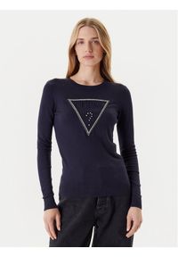 Guess Sweter W5YR23 Z2NQ2 Granatowy Regular Fit. Kolor: niebieski. Materiał: wiskoza
