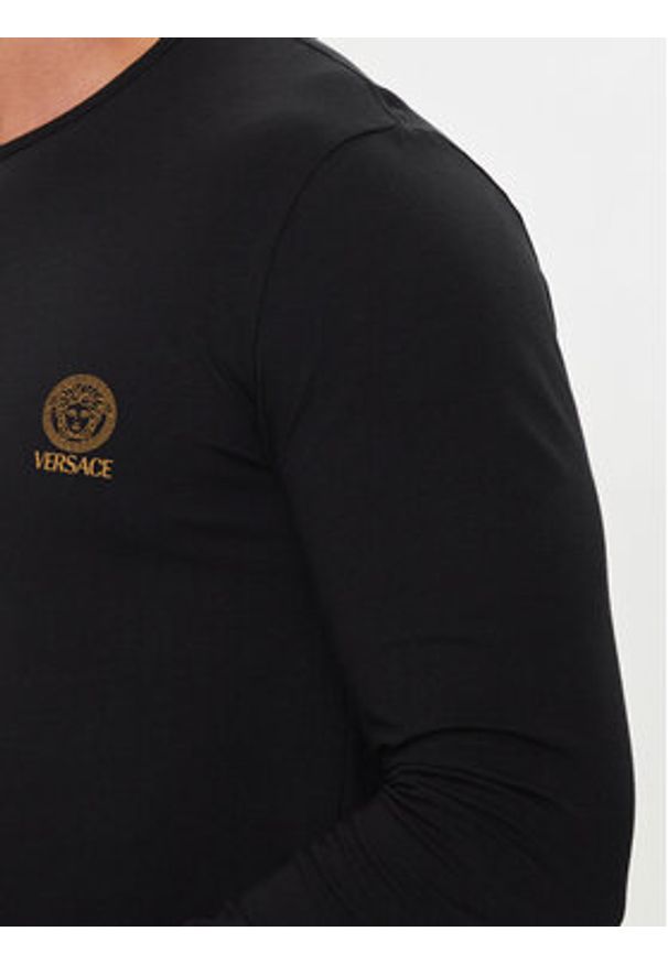VERSACE - Versace Longsleeve AUU01007 1A10011 Czarny Regular Fit. Kolor: czarny. Materiał: bawełna. Długość rękawa: długi rękaw