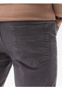 Ombre Clothing - Jeansowe spodnie męskie bez przetarć SLIM FIT - grafitowe V5 OM-PADP-0148 - XXL. Okazja: na co dzień. Kolor: szary. Materiał: jeans. Wzór: gładki. Styl: casual, sportowy, elegancki