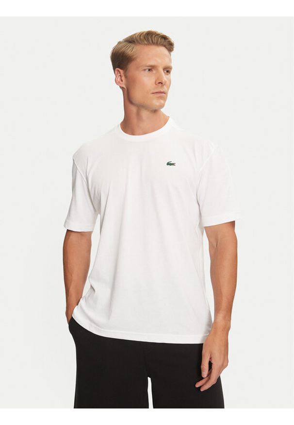 Lacoste T-Shirt TH7618 Biały Regular Fit. Kolor: biały. Materiał: bawełna