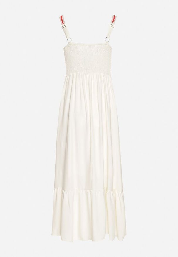 Born2be - Beżowa Sukienka Rozkloszowana na Ramiączkach z Wiskozy Ozdobiona Haftami Efradea. Okazja: na co dzień. Kolor: beżowy. Materiał: wiskoza. Długość rękawa: na ramiączkach. Wzór: haft, aplikacja. Styl: casual, klasyczny