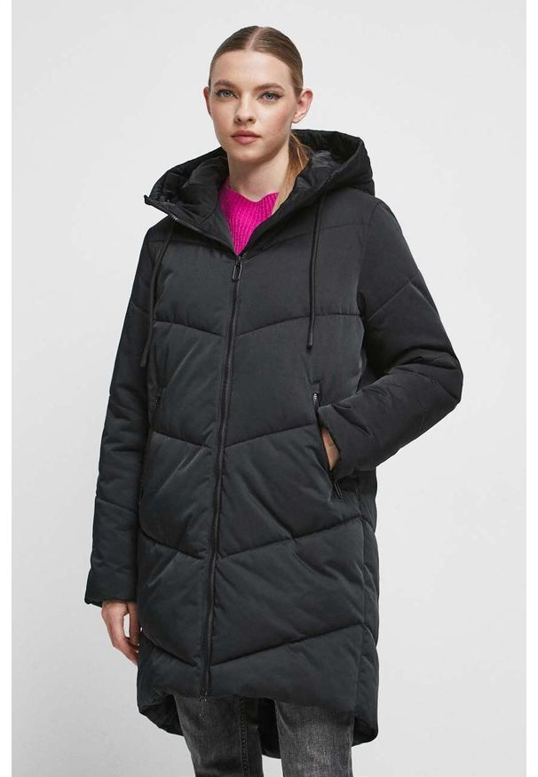 medicine - Medicine płaszcz damski kolor czarny zimowy. Kolor: czarny. Sezon: zima