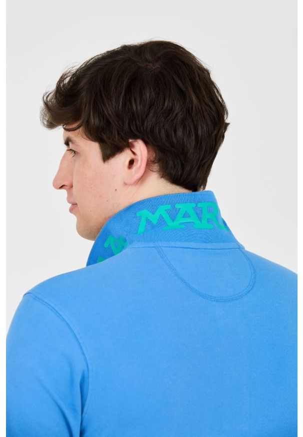 La Martina - LA MARTINA Niebieskie polo z małym zielonym logo. Typ kołnierza: polo. Kolor: niebieski