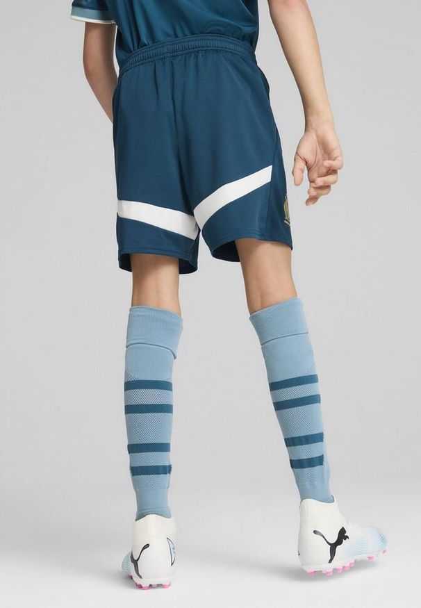 Puma - Spodenki meczowe dla dzieci OM 2024/25. Kolor: niebieski. Styl: młodzieżowy