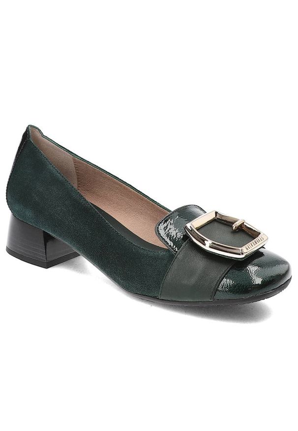 Zielone Czółenka Hispanitas Damskie Eleganckie Obuwie. Zapięcie: klamry. Kolor: zielony. Materiał: zamsz. Styl: elegancki