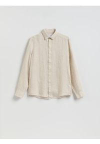 Reserved - Lniana koszula regular fit - beżowy. Kolor: beżowy. Materiał: len #1