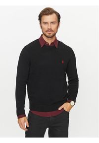 Polo Ralph Lauren Sweter 710810846020 Czarny Regular Fit. Typ kołnierza: polo. Kolor: czarny. Materiał: bawełna #1