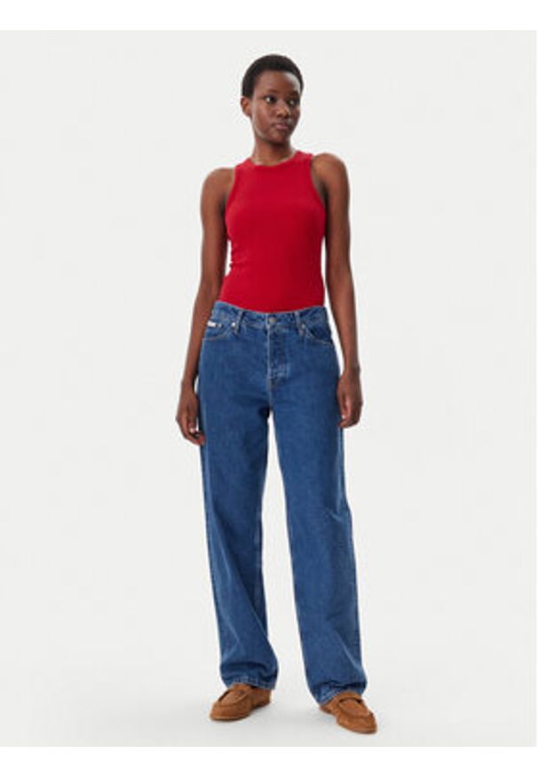 TOMMY HILFIGER - Tommy Hilfiger Top WW0WW38635 Czerwony Slim Fit. Kolor: czerwony. Materiał: wiskoza