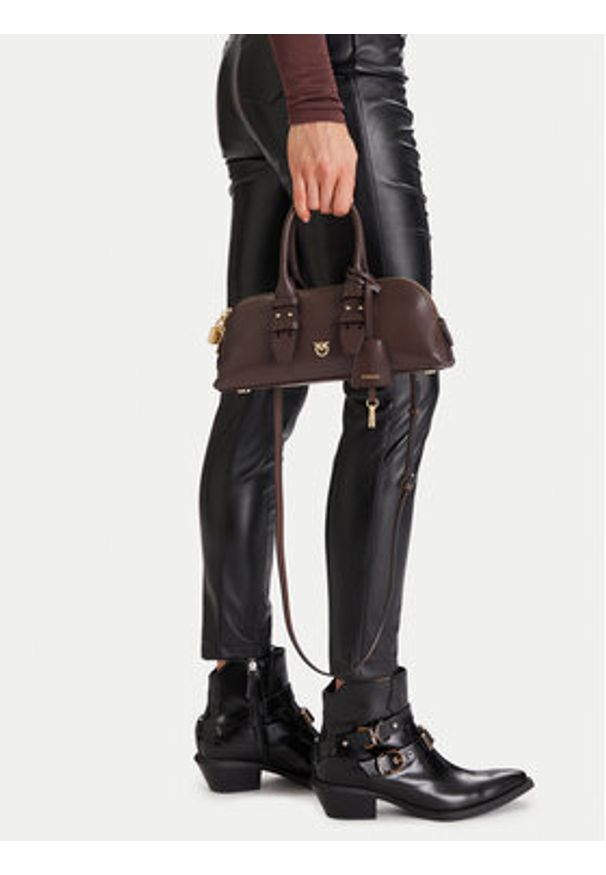Pinko - PINKO Torebka Bowling Bag Baguette AI 25-26 PLTT 105334 A0QO Brązowy. Kolor: brązowy. Materiał: skórzane