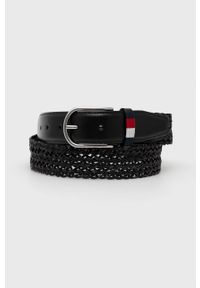 TOMMY HILFIGER - Tommy Hilfiger pasek skórzany BUSINESS BRAIDED 3.5 męski kolor czarny. Kolor: czarny. Materiał: skóra #1