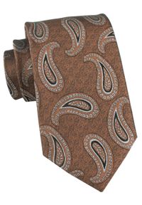 Elegancki Krawat Chattier - Brązowy z Wzorem Paisley. Kolor: brązowy, beżowy, wielokolorowy. Materiał: tkanina. Wzór: paisley. Styl: elegancki #1