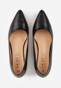 Born2be - Czarne Czółenka na Słupku VICES ze Skóry Naturalnej Alcilea. Nosek buta: otwarty. Kolor: czarny. Materiał: skóra. Obcas: na słupku. Wysokość obcasa: średni #5