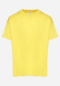 Born2be - Żółta Koszulka T-shirt z Bawełny Fodarella. Okazja: na co dzień. Kolor: żółty. Materiał: bawełna. Wzór: aplikacja. Styl: klasyczny, casual, elegancki #6