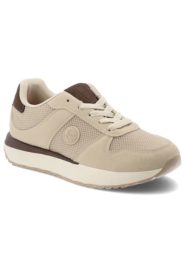 Big-Star - Sneakersy damskie Big Star, cholewka z połączenia materiałów tekstylnych i syntetycznych klasyczne wiązanie amortyzująca podeszwa, beżowe, TT274275. Okazja: na co dzień. Zapięcie: sznurówki. Kolor: beżowy. Materiał: syntetyk, materiał. Szerokość cholewki: normalna