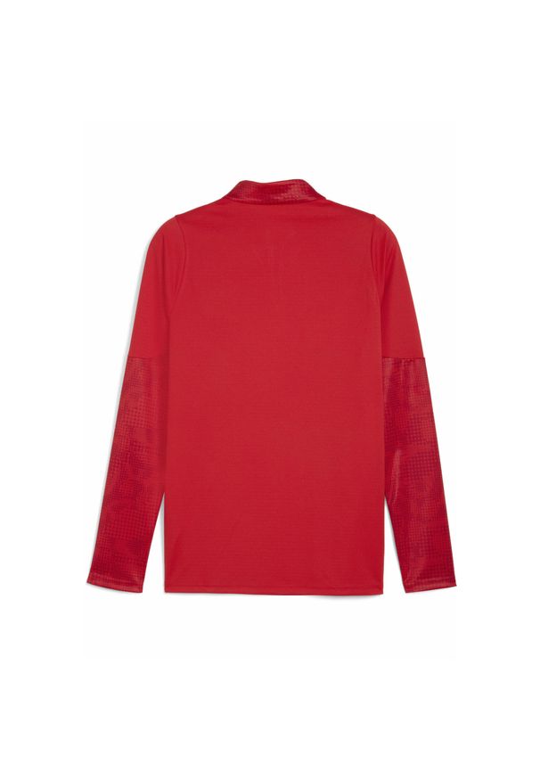 Puma - Męska bluza treningowa z zamkiem 1/4 Stade Rennais F.C. PUMA Red Silver Metallic. Kolor: szary, czerwony, wielokolorowy