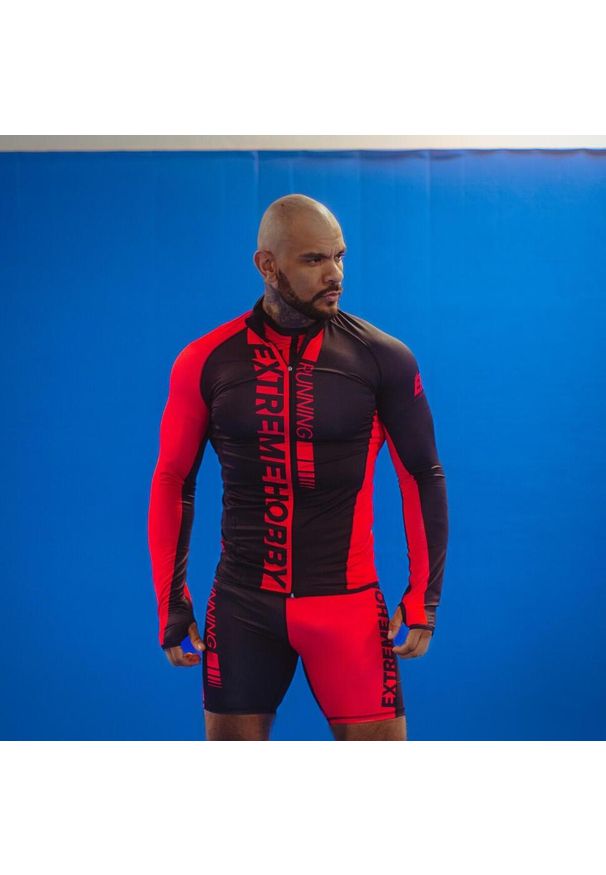 Legginsy krótkie do biegania męskie EXTREME HOBBY 1/3 DRAFT. Kolor: czerwony. Materiał: elastan, poliester. Sport: bieganie, kolarstwo