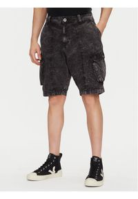 Alpha Industries Szorty jeansowe Canvas Acid Short 156259 Czarny Regular Fit. Kolor: czarny. Materiał: bawełna