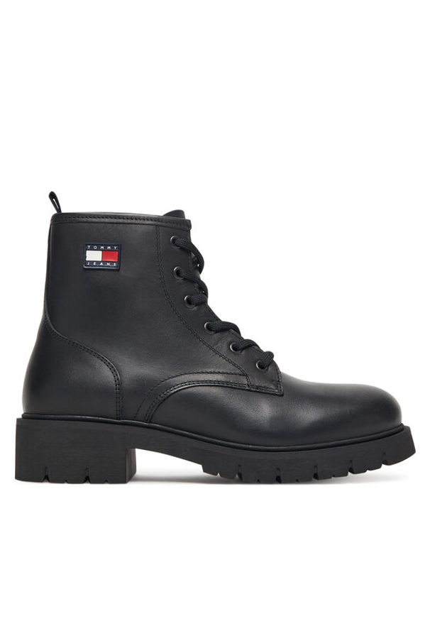 Tommy Jeans Trapery Tjw Lace Up Leather Boot EN0EN02824 Czarny. Kolor: czarny. Materiał: skóra