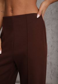Renee - Brązowe Bawełniano-Wiskozowe Spodnie o Eleganckim Kroju w Kant Tinawre. Okazja: na co dzień. Kolor: brązowy. Materiał: wiskoza, bawełna. Wzór: gładki. Styl: elegancki #6