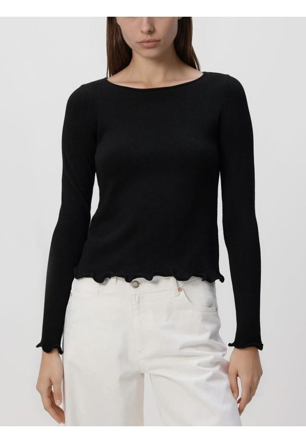 Reserved - Sweter z wiskozą - czarny. Kolor: czarny. Materiał: wiskoza