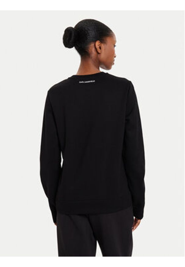 Karl Lagerfeld - KARL LAGERFELD Bluza 245W1806 Czarny Regular Fit. Typ kołnierza: dekolt w karo. Kolor: czarny. Materiał: wiskoza