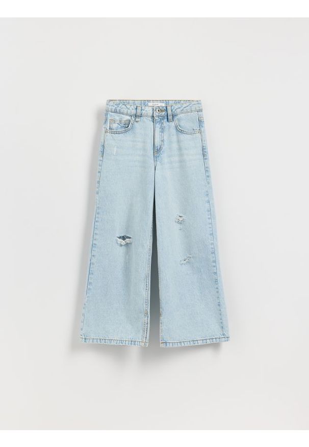 Reserved - Jeansy super wide leg - niebieski. Kolor: niebieski