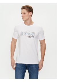 Guess T-Shirt M4GI26 J1314 Biały Slim Fit. Kolor: biały. Materiał: bawełna