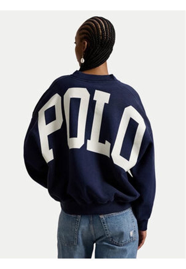 Polo Ralph Lauren Bluza 211965111501 Granatowy Oversize. Typ kołnierza: polo. Kolor: niebieski. Materiał: bawełna