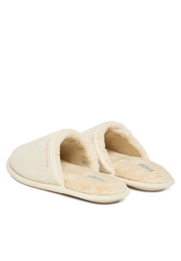 TOMMY HILFIGER - Tommy Hilfiger Kapcie Soft House Shoe FW0FW08853 Biały. Kolor: biały. Materiał: materiał