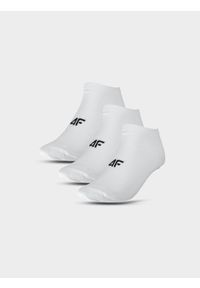 4f - Skarpety casual przed kostkę (3-pack) męskie - białe. Kolor: biały. Materiał: materiał, bawełna, włókno, poliamid