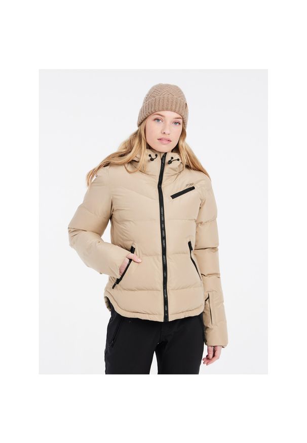 Protest - Kurtka narciarska/snowboardowa z kapturem zapinana na zamek damska PROTEST. Typ kołnierza: kaptur. Kolor: beżowy. Sezon: zima. Sport: snowboard, narciarstwo