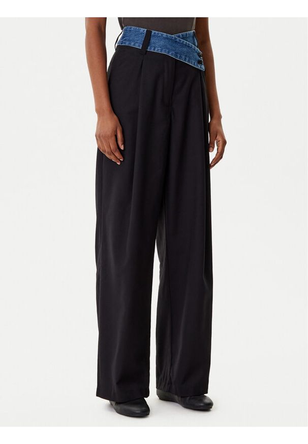 Desigual Spodnie materiałowe Denimwaist 25WWPW03 Czarny Wide Leg. Kolor: czarny. Materiał: syntetyk