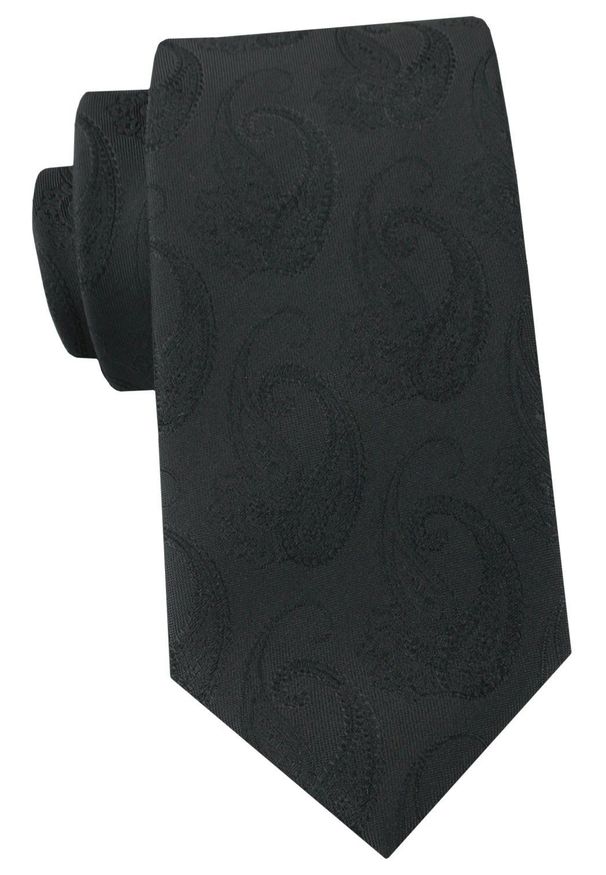 Krawat Męski - Angelo di Monti - Czarny, Faktura Paisley. Kolor: czarny. Materiał: tkanina. Wzór: paisley. Styl: elegancki, wizytowy