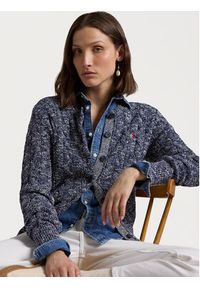 Polo Ralph Lauren Kardigan 211947926002 Granatowy Slim Fit. Typ kołnierza: polo. Kolor: niebieski. Materiał: bawełna