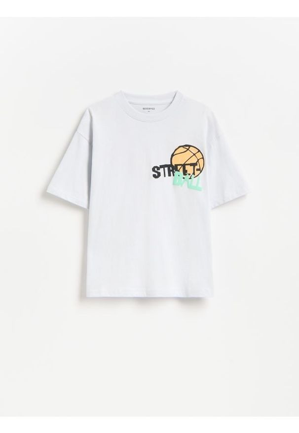 Reserved - T-shirt z nadrukiem - jasnoszary. Kolor: szary. Materiał: bawełna, dzianina. Wzór: nadruk