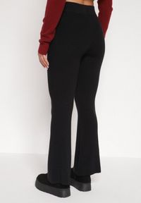 Born2be - Czarne Spodnie Dzwony z Dzianiny z Wiskozą Zetiva. Kolor: czarny. Materiał: dzianina, wiskoza #5