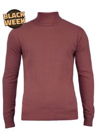 Golf Łososiowy Elegancki Męski, Klasyczny, Zgaszony Różowy -Brave Soul- 100% BAWEŁNA,. Typ kołnierza: golf. Kolor: różowy. Materiał: bawełna. Sezon: zima, jesień. Styl: elegancki, klasyczny #1