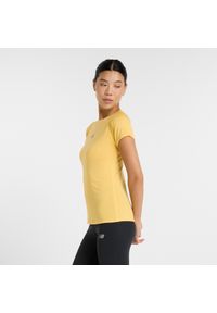 Koszulka damska New Balance WT51223CEE – żółta. Kolor: żółty. Materiał: tkanina, poliester, materiał #4