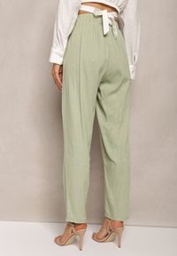Renee - Jasnozielone Proste Spodnie Bawełniane z Gumką w Pasie Xisela. Kolor: zielony. Materiał: bawełna. Sezon: lato #5
