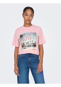 only - ONLY T-Shirt 15295382 Różowy Regular Fit. Kolor: różowy. Materiał: bawełna #1