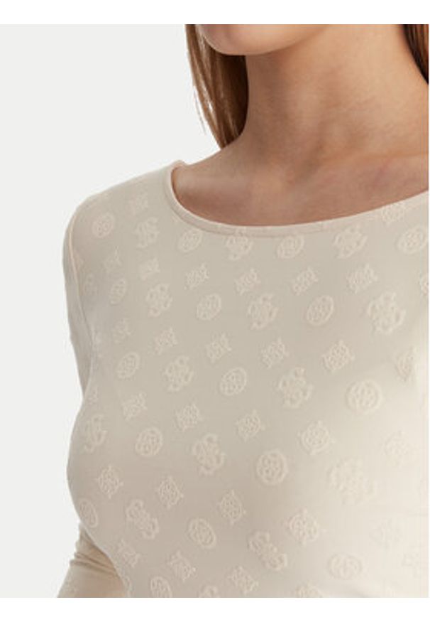 Guess Bluzka W6RP46 KA660 Écru Regular Fit. Materiał: syntetyk