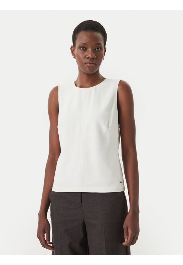 Calvin Klein Top LV044F108G Écru Regular Fit. Kolor: kremowy. Materiał: wiskoza