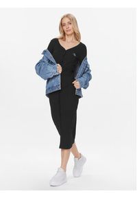 Calvin Klein Jeans Sukienka dzianinowa Label J20J222517 Czarny Slim Fit. Kolor: czarny. Materiał: bawełna