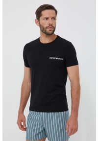 Emporio Armani Underwear t-shirt lounge 2-pack kolor czarny z nadrukiem. Kolor: czarny. Długość rękawa: krótki rękaw. Długość: krótkie. Wzór: nadruk. Styl: klasyczny #1