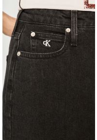 Calvin Klein Jeans - Spódnica jeansowa. Okazja: na co dzień. Stan: podwyższony. Kolor: czarny. Materiał: tkanina, bawełna, denim, elastan. Wzór: gładki. Styl: casual #2