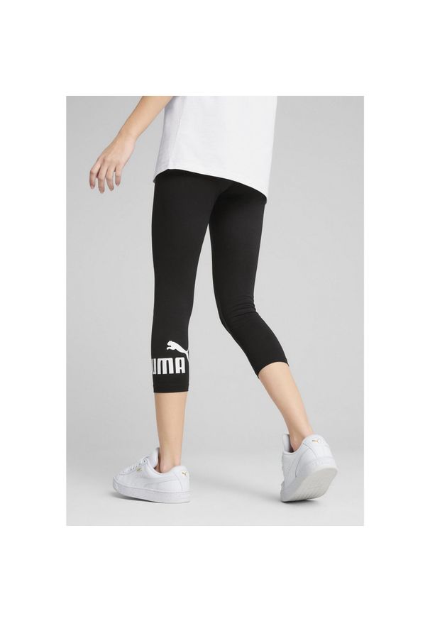 Puma - Damskie legginsy 3/4 z małym logo No. 1 ESS PUMA Black. Kolor: czarny. Materiał: guma. Wzór: nadruk
